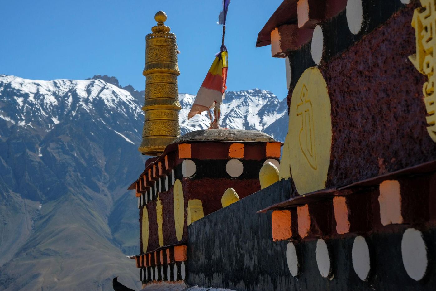 The Lahaul valley with snow peaks and a turquoise river